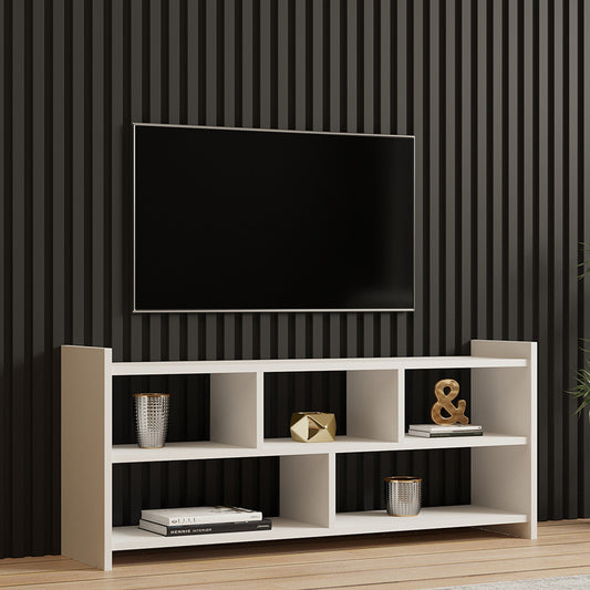 Έπιπλο τηλεόρασης Kapri pakoworld σε λευκή απόχρωση 120x28x55εκ - Hippiehome.gr