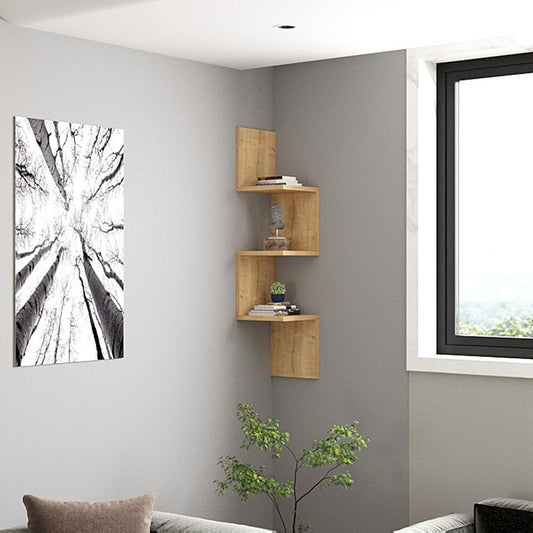 Ραφιέρα γωνιακή τοίχου Insta pakoworld σε oak απόχρωση 25x25x105,5εκ - Hippiehome.gr