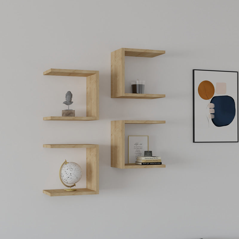 Ραφιέρα τοίχου Perari pakoworld 4τεμ.σε oak απόχρωση 30x19.6x30εκ - Hippiehome.gr