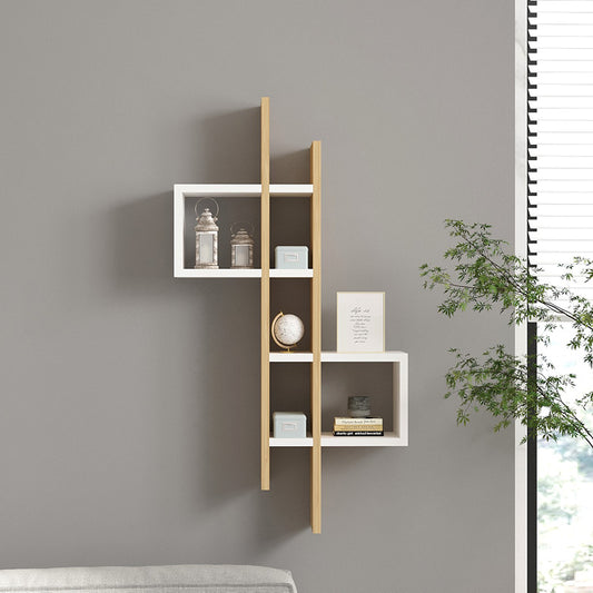 Ραφιέρα τοίχου Garel pakoworld σε oak-λευκή απόχρωση 53,8x19,6x108εκ - Hippiehome.gr