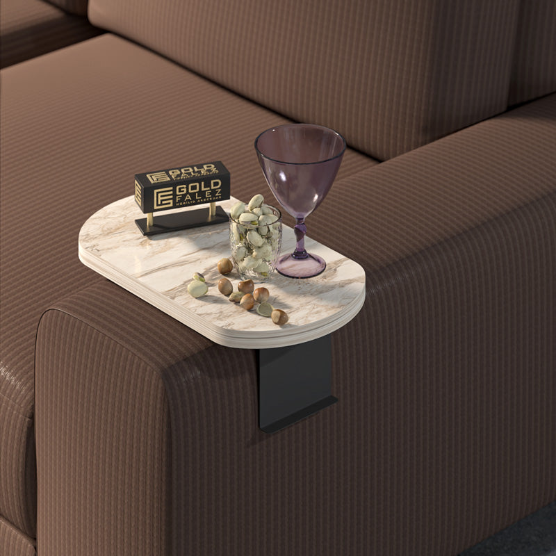 Βοηθητικό τραπεζάκι Linea pakoworld σε γκρι όψη μαρμάρου με μαύρα μεταλλικά πόδια 20x35x10εκ - Hippiehome.gr