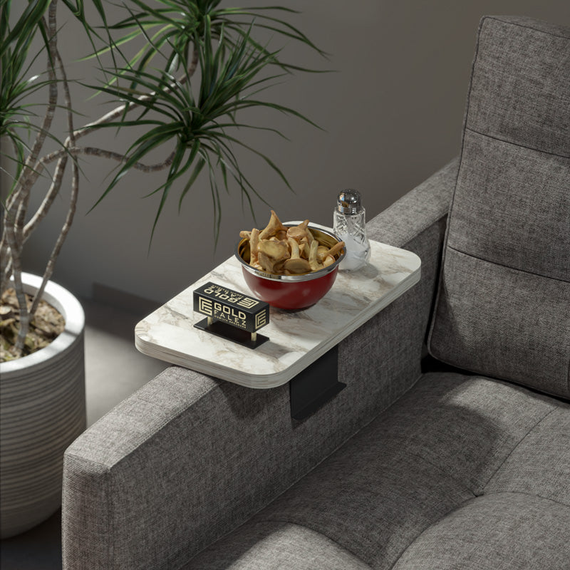 Βοηθητικό τραπεζάκι Linea I pakoworld σε γκρι όψη μαρμάρου με μαύρα μεταλλικά πόδια 20x35x10εκ - Hippiehome.gr