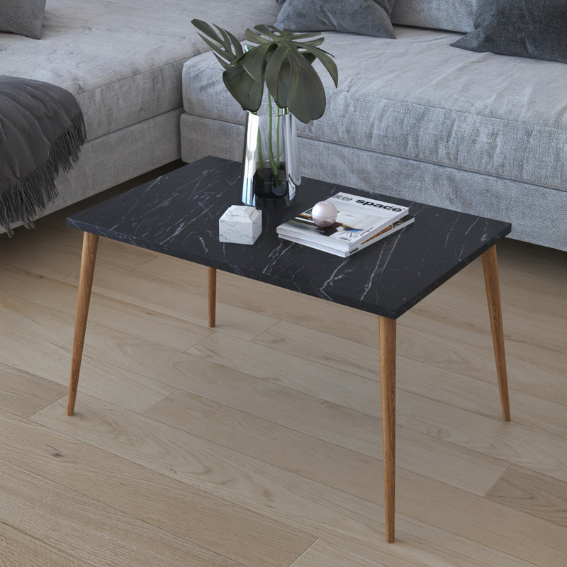 Τραπέζι σαλονιού Lonna pakoworld σε μαύρη όψη μαρμάρου 70x45x42εκ - Hippiehome.gr