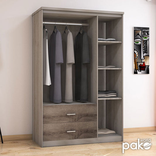 Ντουλάπα ρούχων τρίφυλλη OLYMPUS pakoworld χρώμα castillo-toro 120x57x183εκ - Hippiehome.gr