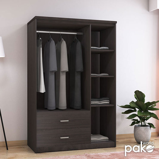 Ντουλάπα ρούχων τρίφυλλη OLYMPUS pakoworld χρώμα wenge 120x57x183εκ - Hippiehome.gr