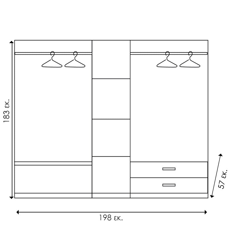 Ντουλάπα ρούχων πεντάφυλλη OLYMPUS pakoworld χρώμα wenge 198x57x183εκ - Hippiehome.gr