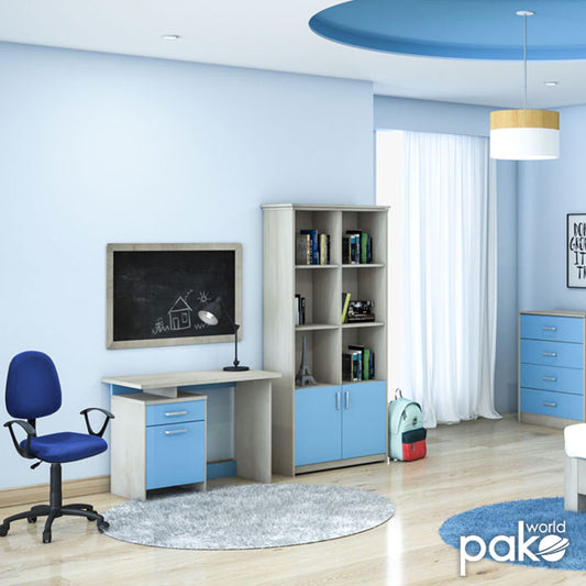 Βιβλιοθήκη παιδική σύνθετη Looney pakoworld χρώμα castillo-μπλε 80,5x36,5x183,5εκ - Hippiehome.gr