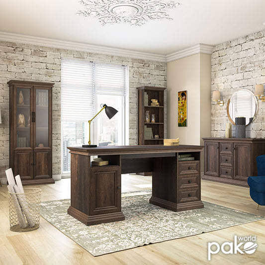 Γραφείο εργασίας Mozart pakoworld με συρτάρια χρώμα καρυδί 160x60x78εκ - Hippiehome.gr