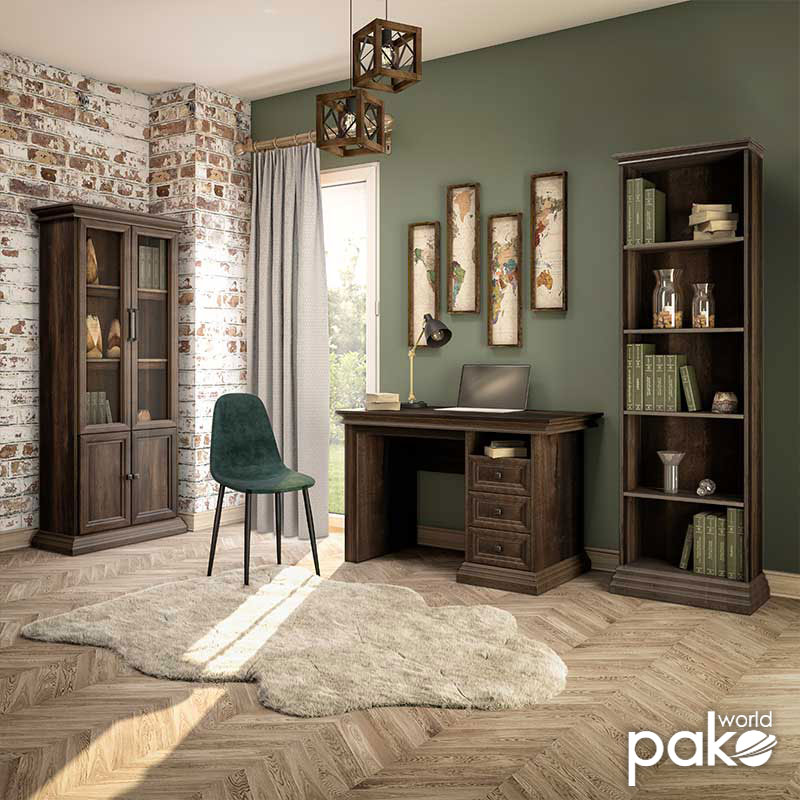 Βιβλιοθήκη Mozart pakoworld χρώμα καρυδί 60x34,5x202,5εκ - Hippiehome.gr