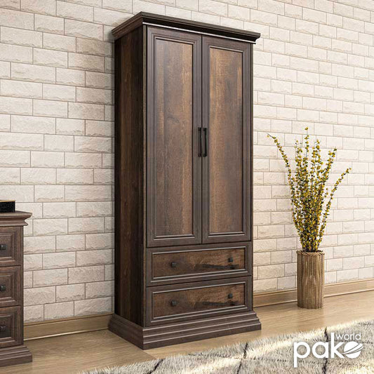 Ντουλάπα ρούχων δίφυλλη Mozart pakoworld χρώμα καρυδί 83x52x202,5εκ - Hippiehome.gr