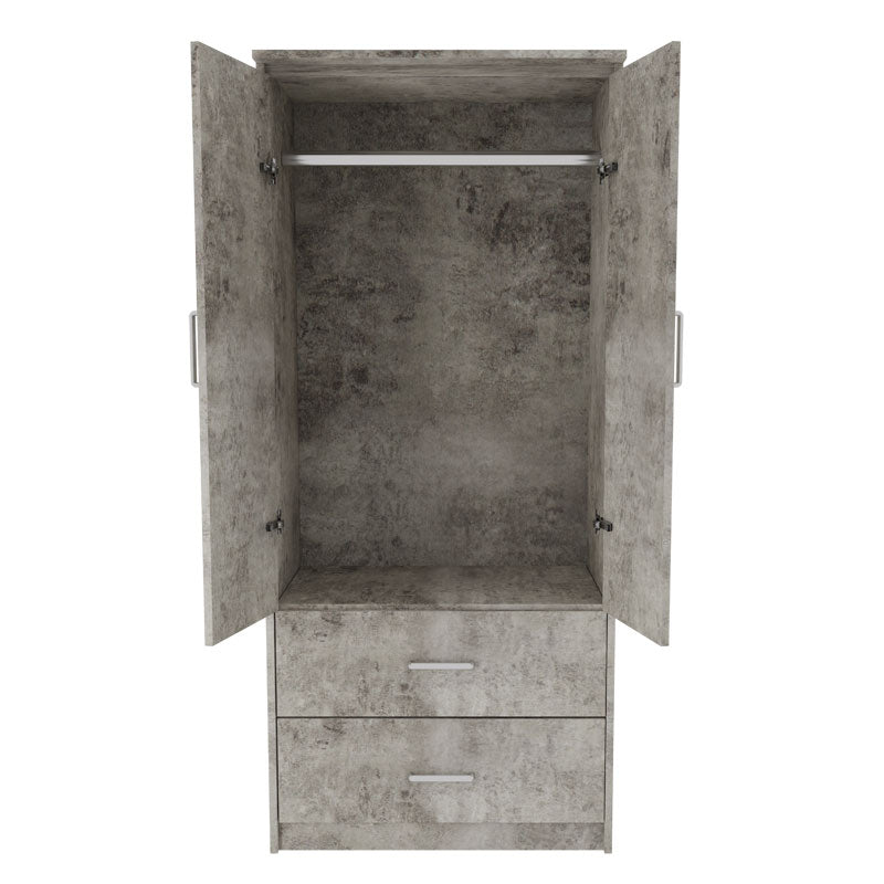 Ντουλάπα ρούχων δίφυλλη OLYMPUS pakoworld χρώμα antique ανθρακί 81x57x183εκ - Hippiehome.gr