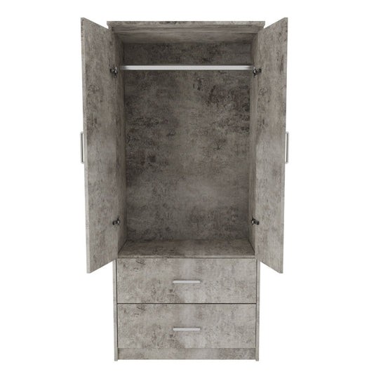 Ντουλάπα ρούχων δίφυλλη OLYMPUS pakoworld χρώμα antique ανθρακί 81x57x183εκ - Hippiehome.gr