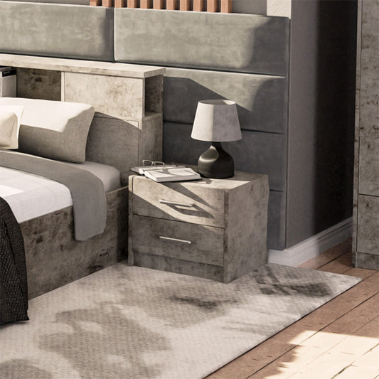 Κομοδίνο OLYMPUS pakoworld με 2 συρτάρια χρώμα antique ανθρακί 47.5x40.5x40.5εκ - Hippiehome.gr