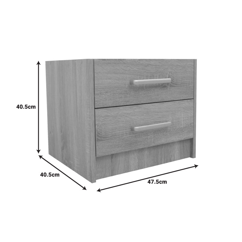 Κομοδίνο OLYMPUS pakoworld με 2 συρτάρια σε sonoma απόχρωση 47.5x40.5x40.5εκ - Hippiehome.gr