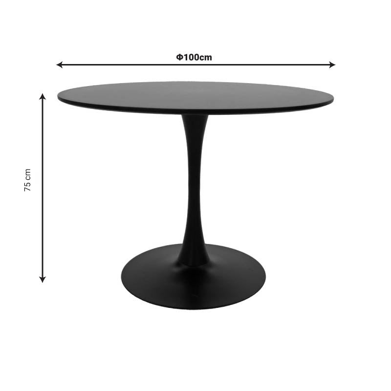 Τραπεζαρία Balou-Caron σετ 5τεμ pakoworld MDF και pp σε μαύρη-φυσική απόχρωση Φ100x73εκ - Hippiehome.gr