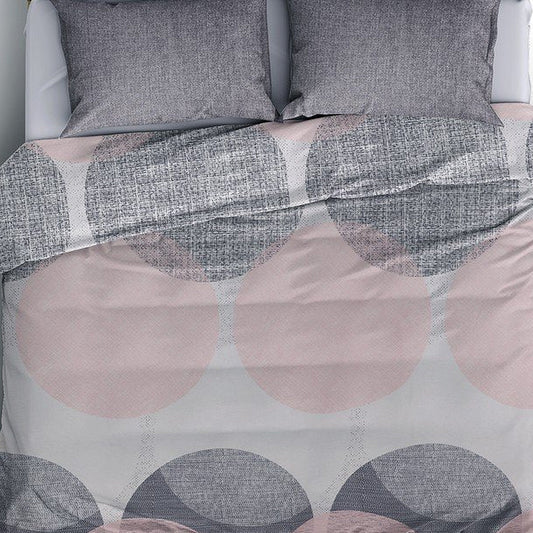 Σετ παπλωματοθήκη Leron Cotton Box 4 τμχ Διπλή (200x220) χρώμα γκρι - Hippiehome.gr