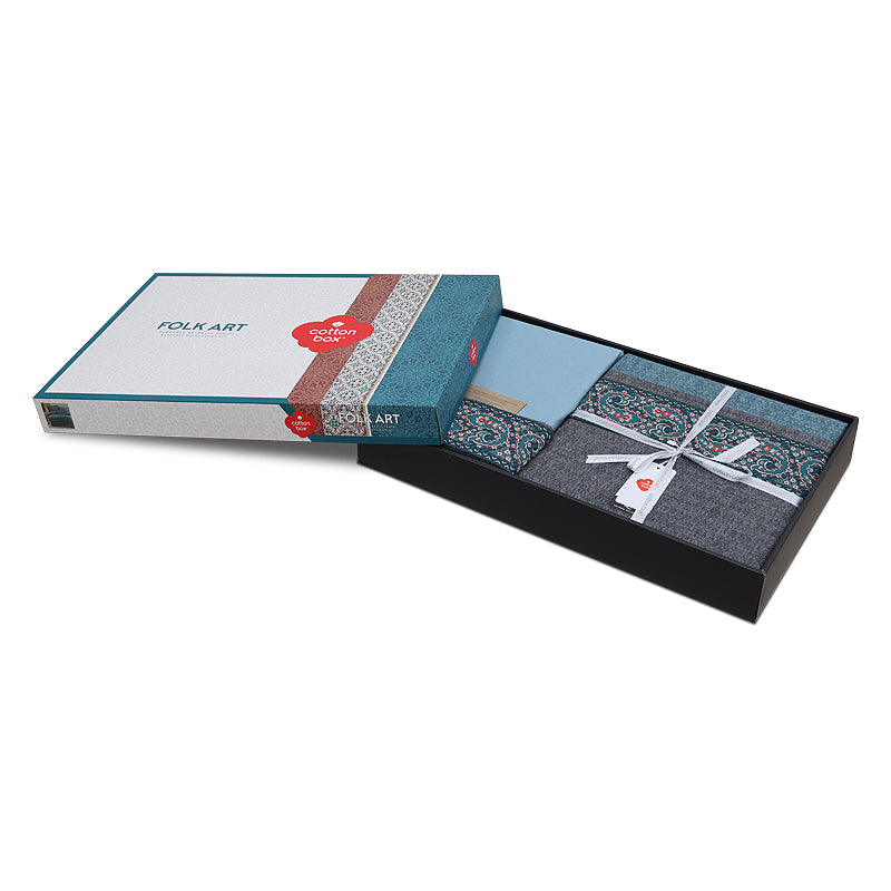 Σετ παπλωματοθήκη Ema Cotton Box 3 τμχ Μονή (160x220) χρώμα πετρόλ - Hippiehome.gr