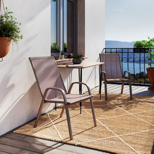 Πολυθρόνα Calan pakoworld μέταλλο σκούρo καφέ-textilene καφέ 54x74x91εκ - Hippiehome.gr