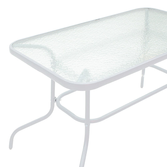 Τραπέζι Ensure pakoworld μέταλλο λευκό-γυαλί 120x70x70εκ - Hippiehome.gr