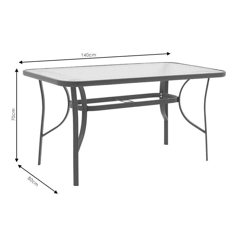 Τραπέζι Ensure pakoworld ανθρακί μέταλλο-tempered γυαλί 140x80x70εκ - Hippiehome.gr