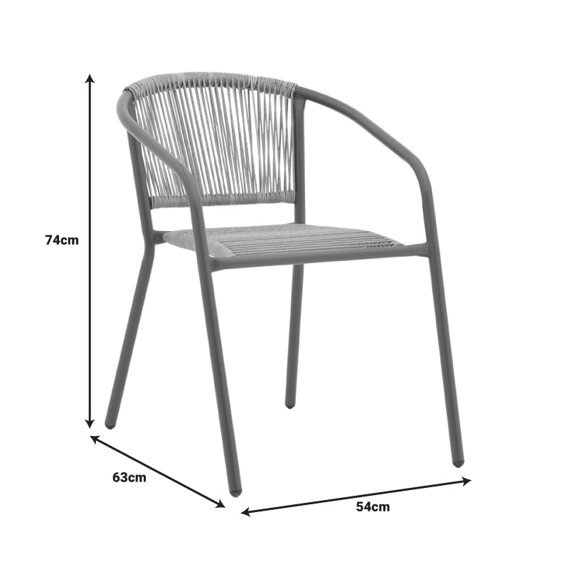Πολυθρόνα Lindaria pakoworld στοιβαζόμενη μέταλλο σε ανθρακί και pe rattan σε φυσική απόχρωση 54x63x74εκ - Hippiehome.gr