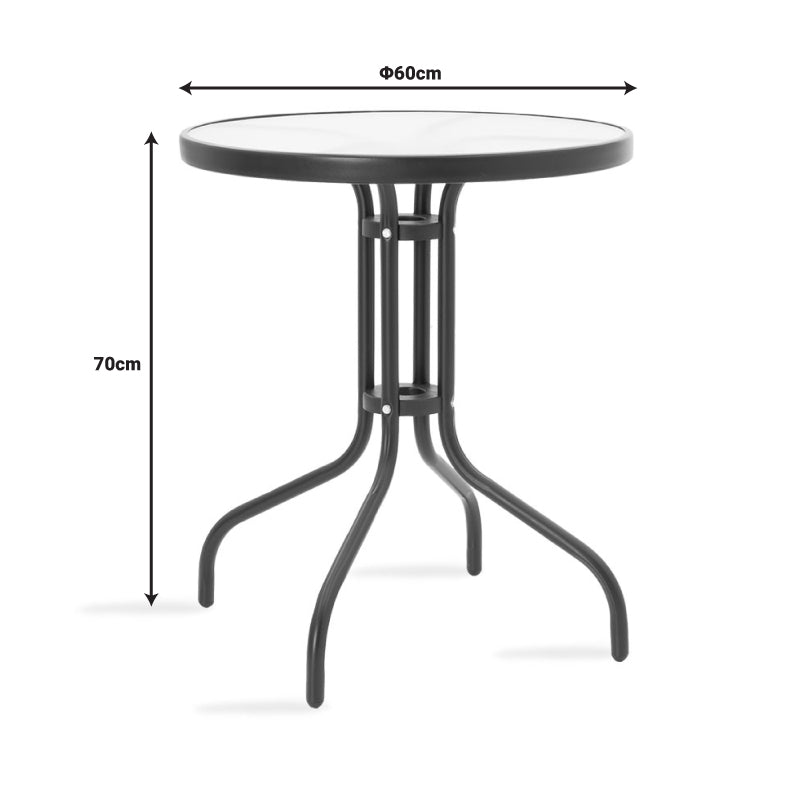 Τραπεζαρία Watson-Sussie pakoworld σετ 3τεμ μέταλλο μαύρο-γυαλί Φ60x70εκ - Hippiehome.gr