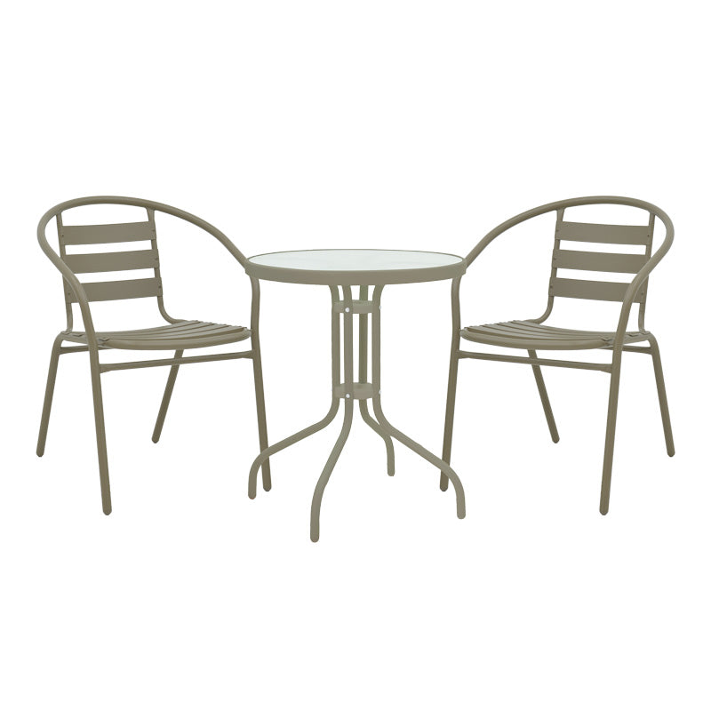 Τραπεζαρία Watson-Tade pakoworld σετ 3τεμ μέταλλο σαμπανιζέ-γυαλί Φ60x70εκ - Hippiehome.gr