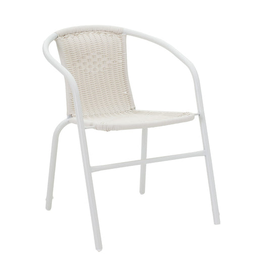 Τραπεζαρία Watson-Obbi pakoworld σετ 3τεμ μέταλλο λευκό- γυαλί 70x70x70εκ - Hippiehome.gr