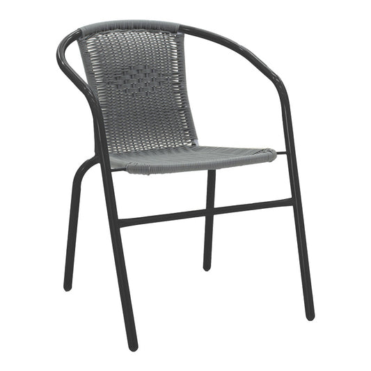 Τραπεζαρία Valor-Obbi pakoworld σετ 5τεμ μέταλλο μαύρο-γυαλί-pe γκρι 110x60x70εκ - Hippiehome.gr