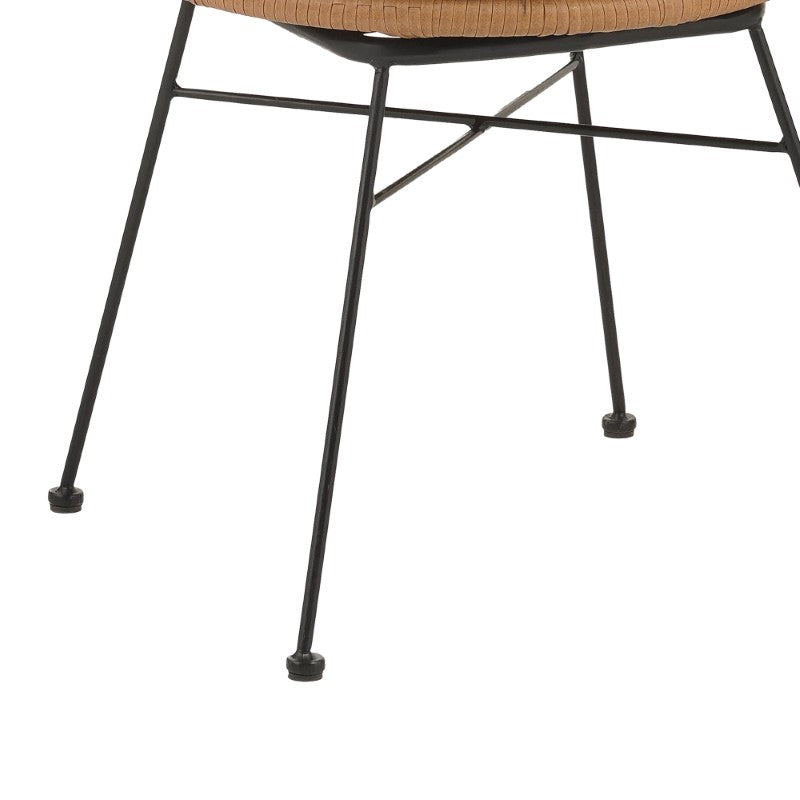 Πολυθρόνα Felicia pakoworld rattan φυσικό-μεταλλικό μαύρο πόδι Φ60x81εκ - Hippiehome.gr