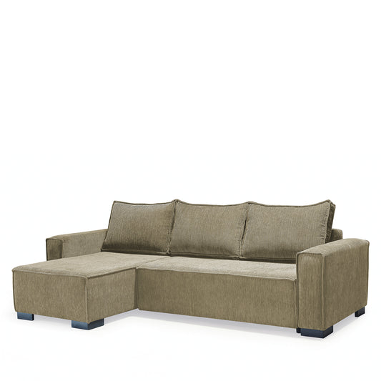 Καναπές Κρεβάτι Γωνιακός ArteLibre HARPER Αναστρέψιμος Μπεζ 271x160x94cm - Hippiehome.gr