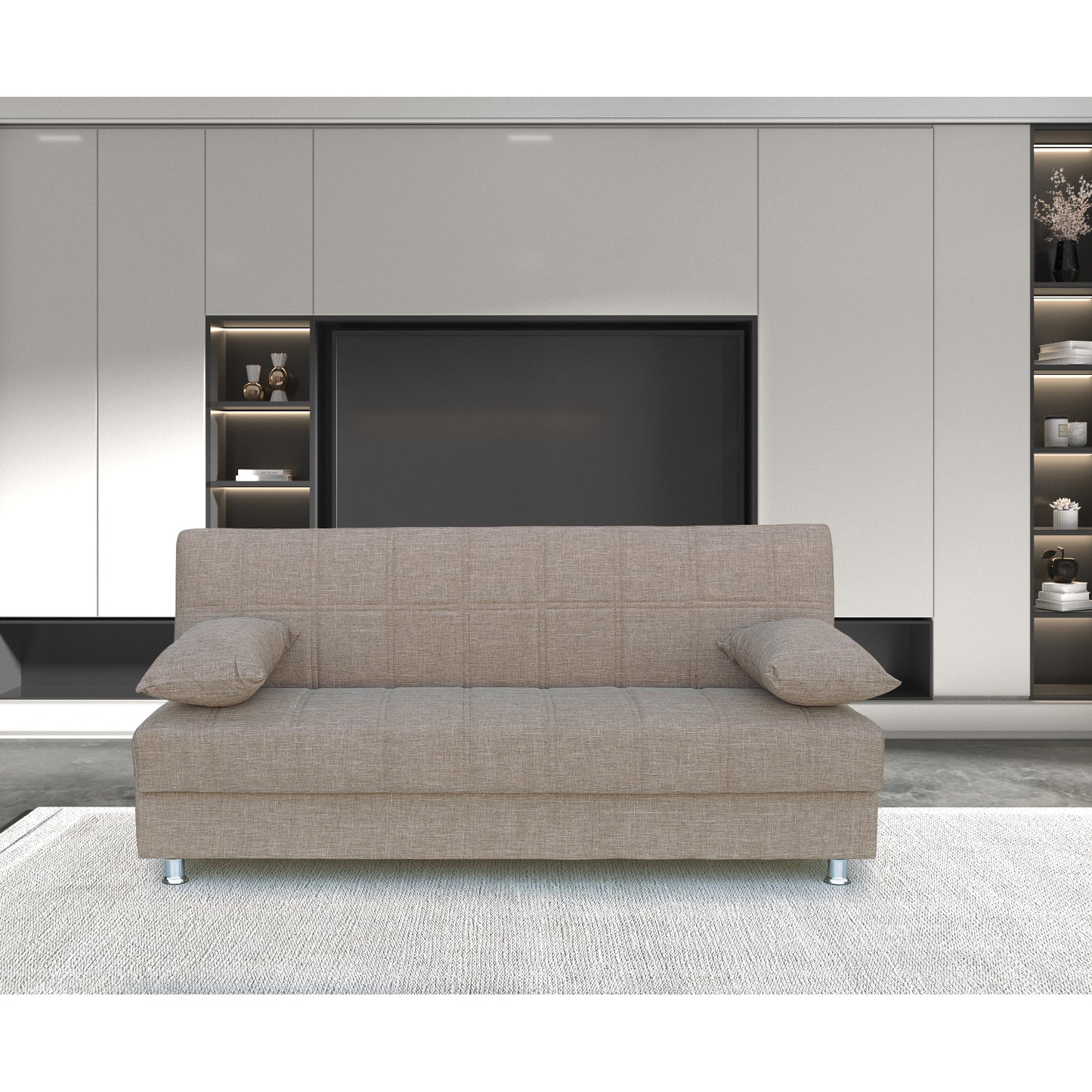 Καναπές Κρεβάτι Τριθέσιος ArteLibre LAURA Μπεζ 190x84x86cm - Hippiehome.gr