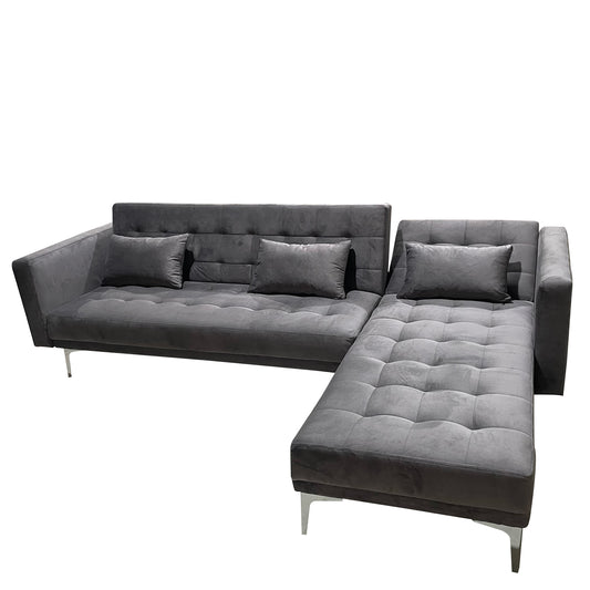 Καναπές Κρεβάτι Γωνιακός ArteLibre ARION Γκρι Ύφασμα 244x162x84cm - Hippiehome.gr