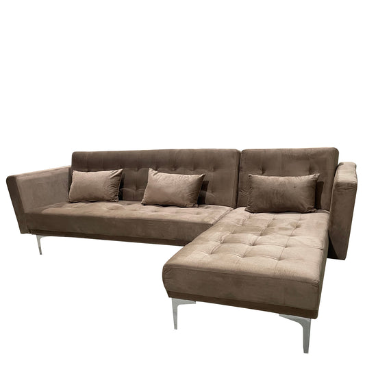 Καναπές Κρεβάτι Γωνιακός ArteLibre ARION Καφέ Ύφασμα 244x162x84cm - Hippiehome.gr