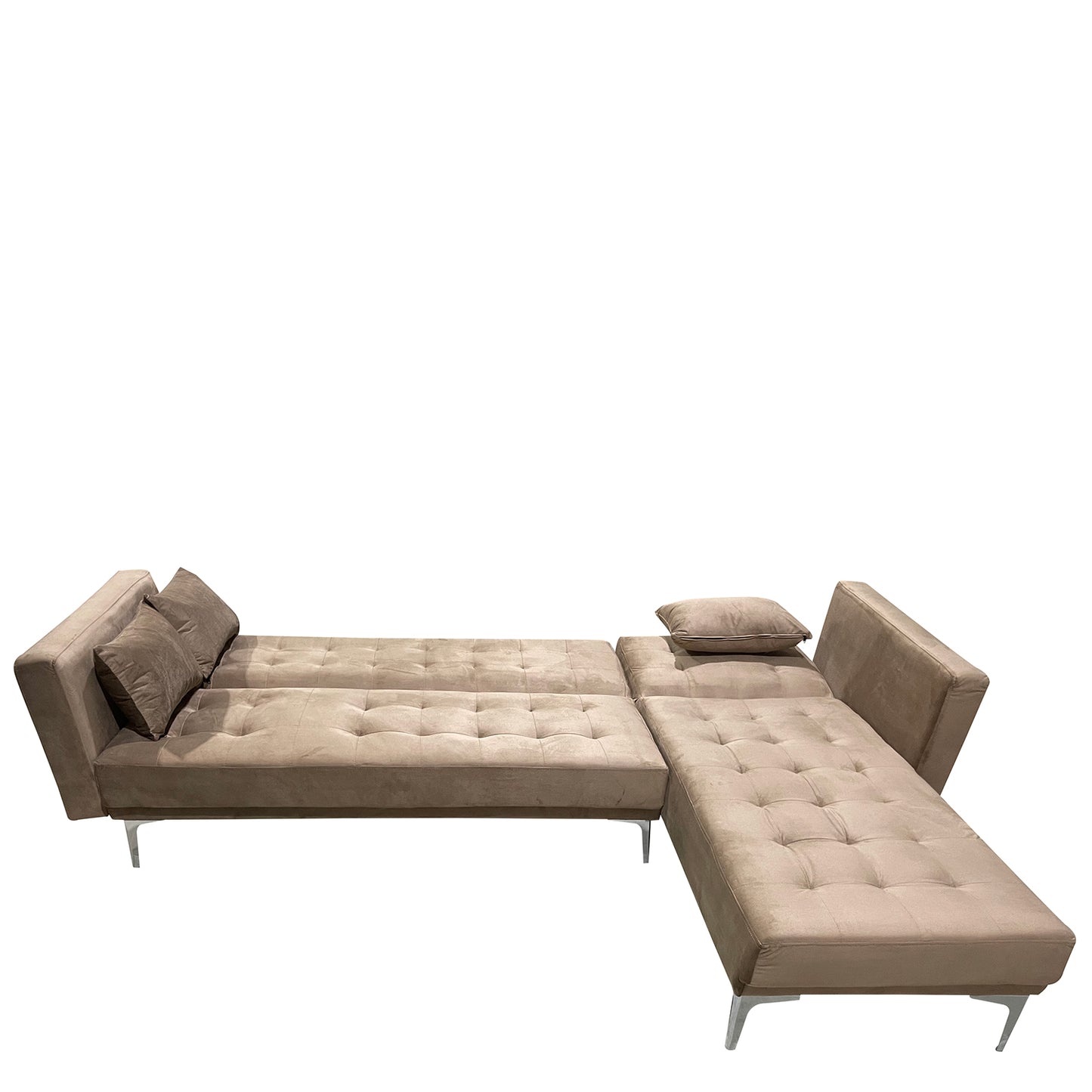 Καναπές Κρεβάτι Γωνιακός ArteLibre ARION Καφέ Ύφασμα 244x162x84cm - Hippiehome.gr