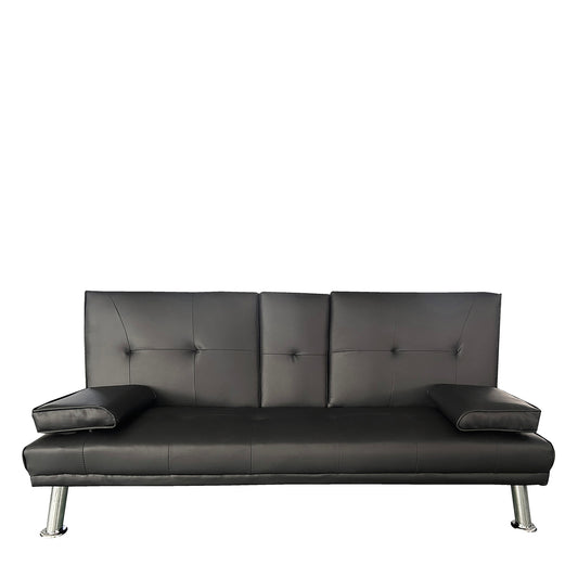 Καναπές Κρεβάτι Τριθέσιος ArteLibre ALFRED Μαύρο PU 164x76.5x79cm - Hippiehome.gr