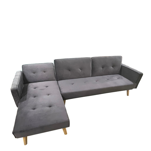 Καναπές Κρεβάτι Γωνιακός ArteLibre EMILIA Γκρι Ύφασμα 267x153x85cm - Hippiehome.gr