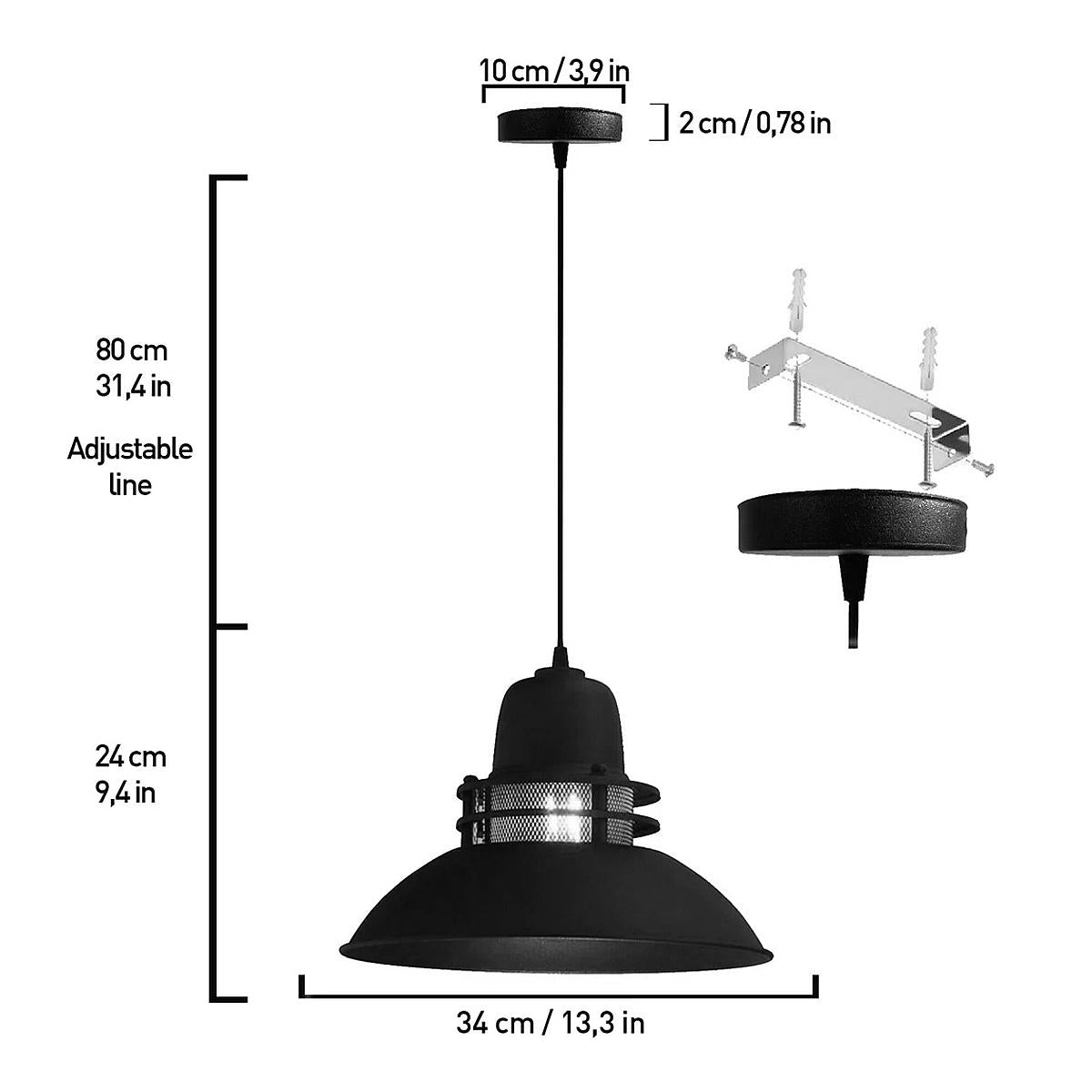 Φωτιστικό Κρεμαστό ArteLibre ALEV Μαύρο Μέταλλο 34x34x80cm - Hippiehome.gr