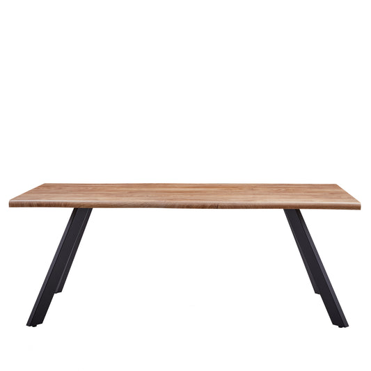 Τραπέζι Τραπεζαρίας ArteLibre AOSA Honey Maple/Μαύρο MDF/Μέταλλο 200x100x76cm - Hippiehome.gr