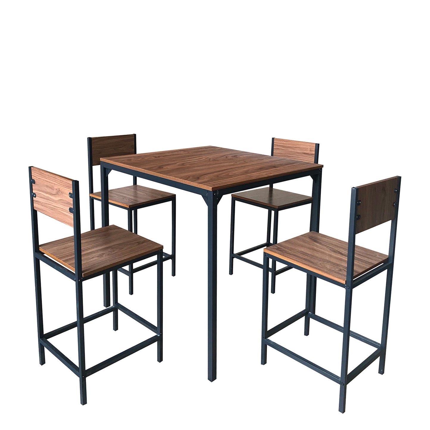 Σετ Τραπεζαρία (4+1) ArteLibre KOSI Καφέ/Μαύρο MDF/Μελαμίνη 90x90x90cm - Hippiehome.gr