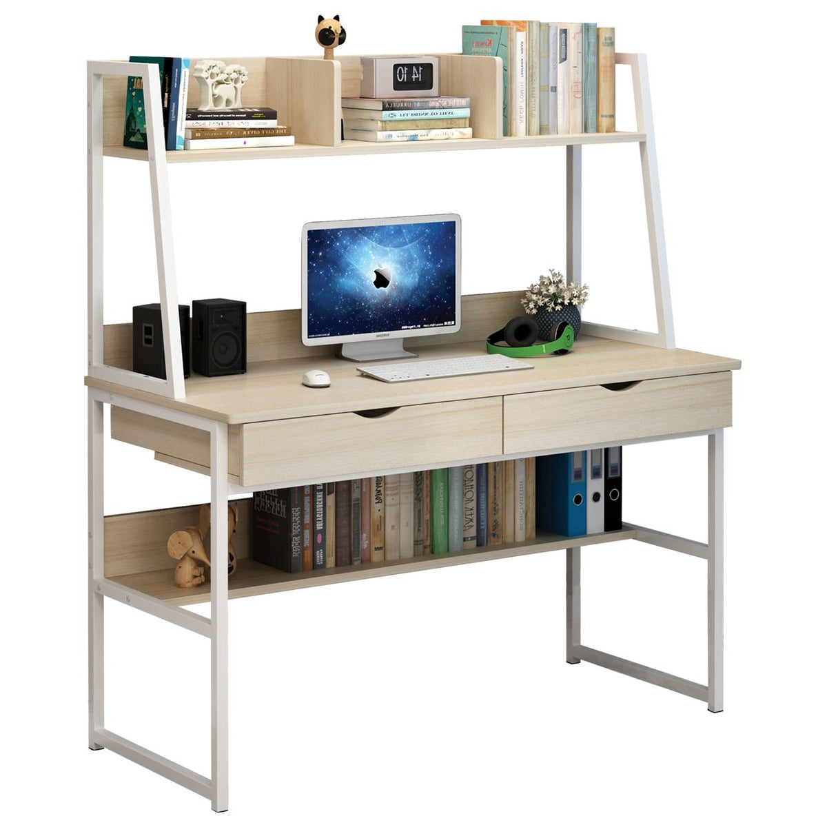 Γραφείο ArteLibre LILY FRANS Maple/Λευκό MDF/Μέταλλο 100x48x135cm - Hippiehome.gr