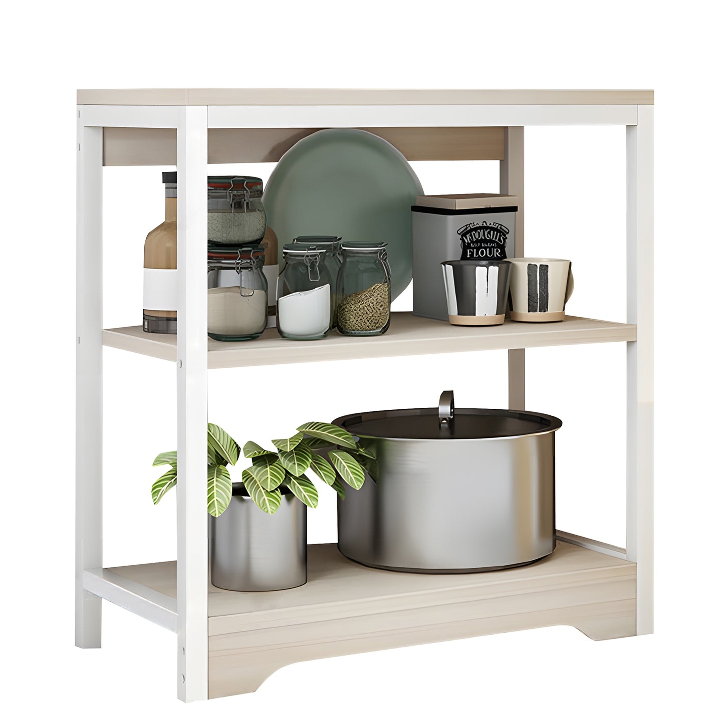 Ραφιέρα Κουζίνας ArteLibre OTTER Maple/Λευκό MDF/Μέταλλο 60x30x66cm - Hippiehome.gr