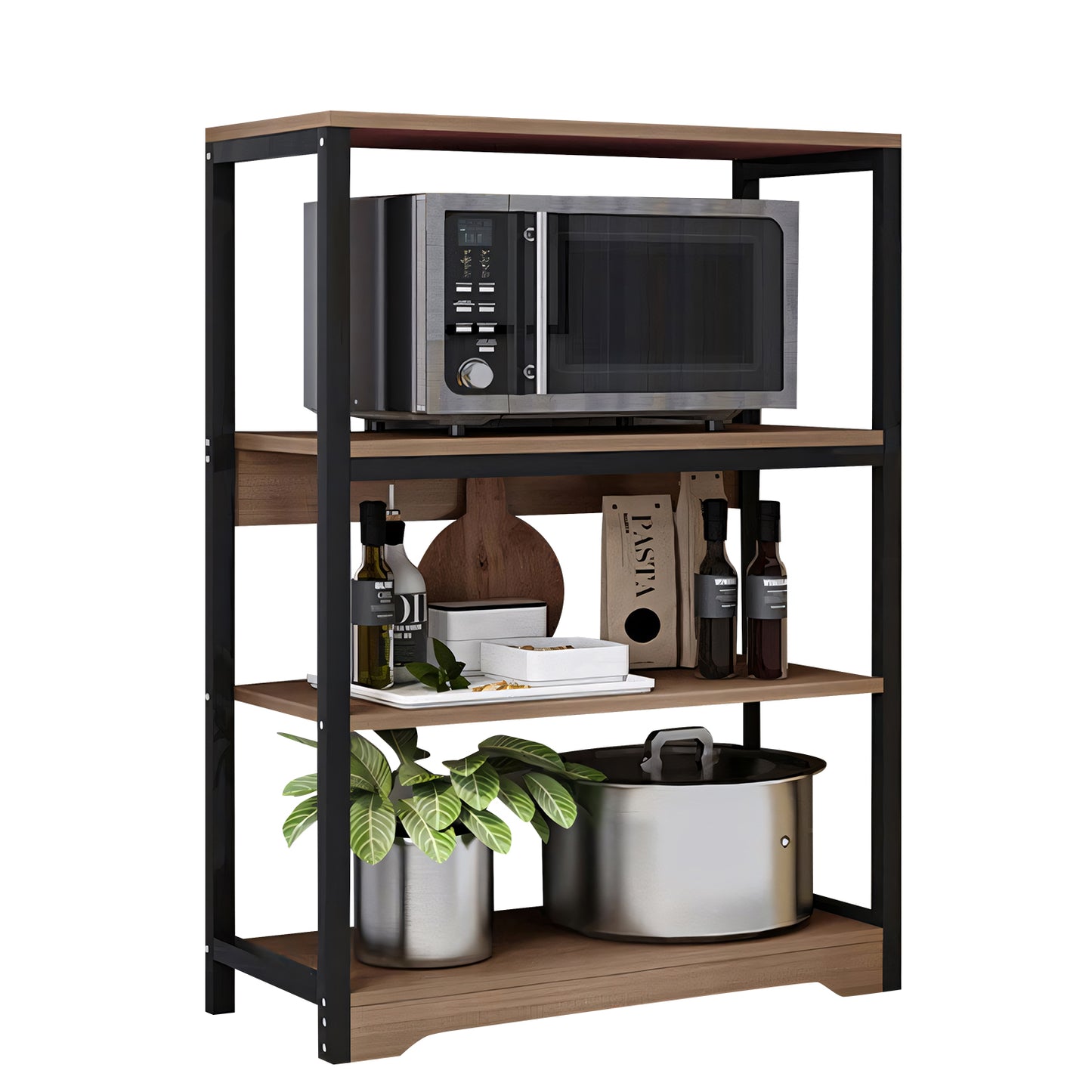 Ραφιέρα Κουζίνας ArteLibre WALRUS Καφέ Σκούρο/Μαύρο MDF/Μέταλλο 60x30x100cm - Hippiehome.gr