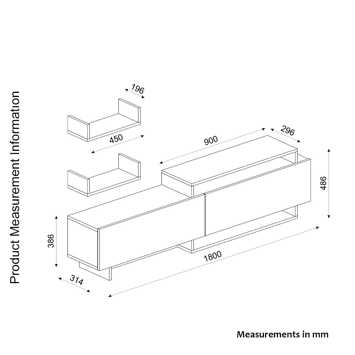Σύνθετο ArteLibre WENDY Καρυδί/Ανθρακί 180x31.4x48.6cm - Hippiehome.gr