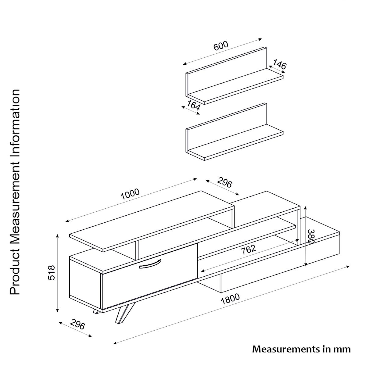 Σύνθετο ArteLibre KEVIN Λευκό/Καρυδί 180x29.6x51.8cm - Hippiehome.gr