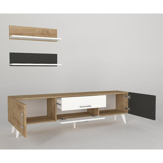 Σύνθετο ArteLibre OREGON Sapphire/Ανθρακί/Μπεζ Μοριοσανίδα 160x32x45cm - Hippiehome.gr