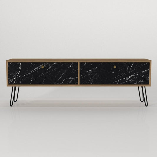 Έπιπλο Τηλεόρασης ArteLibre DRIMA Φυσικό/Μαύρο Μοριοσανίδα/Μελαμίνη 160x30x45cm - Hippiehome.gr