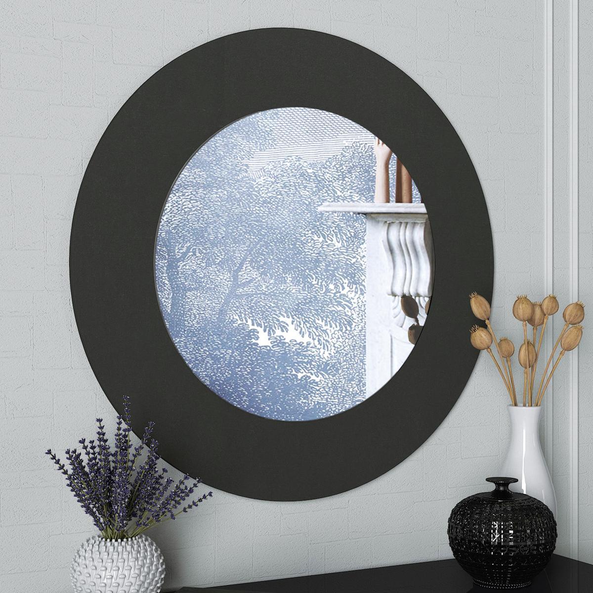 Καθρέπτης Τοίχου ArteLibre AASI Ανθρακί Μοριοσανίδα/Γυαλί 90x90cm - Hippiehome.gr