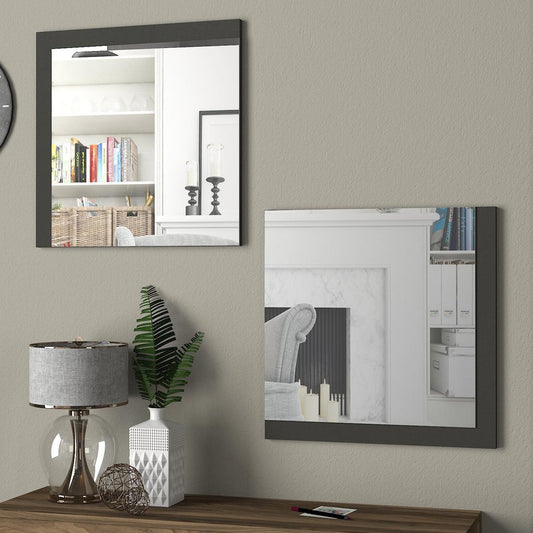 Καθρέπτης Τοίχου ArteLibre AHSA Ανθρακί Μοριοσανίδα/Γυαλί 60x60cm Σετ 2Τμχ - Hippiehome.gr