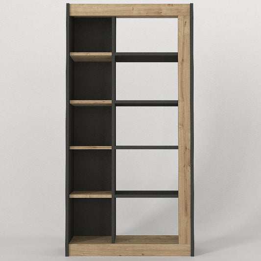 Βιβλιοθήκη ArteLibre ARAI Φυσικό/Ανθρακί Μοριοσανίδα/Μελαμίνη 75x25x148cm - Hippiehome.gr